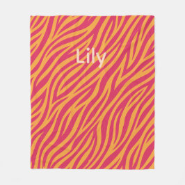 individuell anpassbare rosa und orange gestreifte  fleecedecke