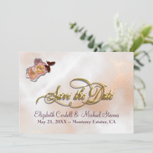 Individuell anpassbare Save the Date Hochzeitskart (Stehend Vorderseite)