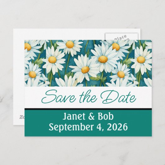 Individuell anpassbare Save the Date Postkarte aqu (Vorne/Hinten)