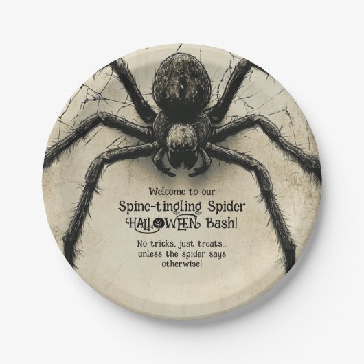 Individuell anpassbare Spine-Kribbelspinne HALLOWE Pappteller (Vorderseite)