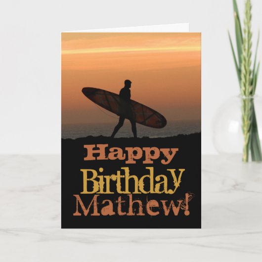 Individuell anpassbare Surfer Birthday Card Karte (Vorderseite)