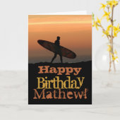 Individuell anpassbare Surfer Birthday Card Karte (Gelbe Blume)
