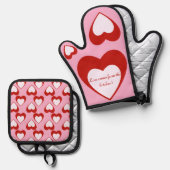 individuell anpassbare Valentinen Ofenhandschuh & Topflappen-Set (Vorderseite/Rückseite)