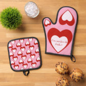 individuell anpassbare Valentinen Ofenhandschuh & Topflappen-Set (Oben Unten)