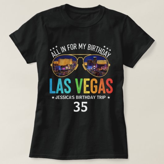 Individuell anpassbare Vegas Birthday Group Trip S T-Shirt (Design vorne)