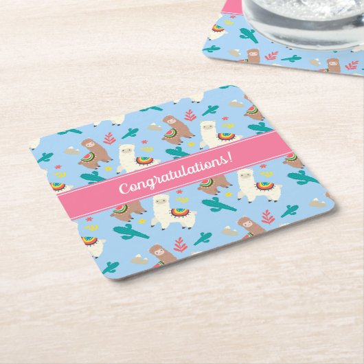 Individuell anpassbare Veranstaltung Alpaca/Llama Rechteckiger Pappuntersetzer (angewinkelt)