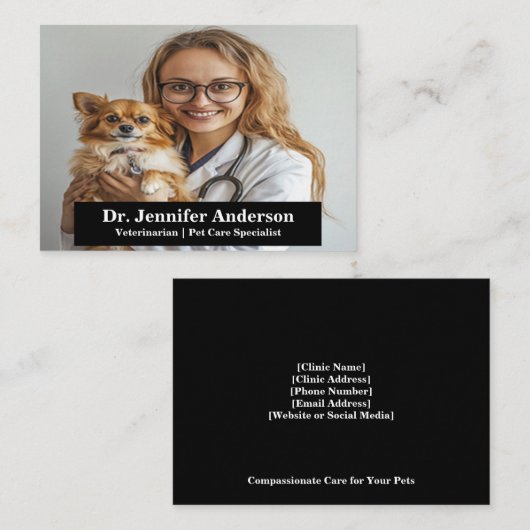 Individuell anpassbare Veterinärbetriebskarte mit Visitenkarte (Vorne/Hinten)