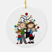 Individuell anpassbare Viererfamilie mit Hundeschm Keramik Ornament (Hinten)