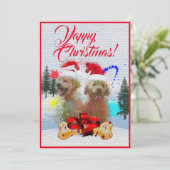 Individuell anpassbare Weihnachtskarte Labrador Ya Ankündigung (Stehend Vorderseite)