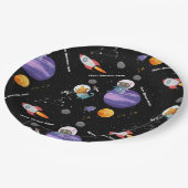 Individuell anpassbare Weltraumtiere Geburtstagspa Pappteller (Schrägansicht)
