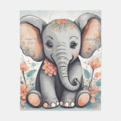 Individuell anpassbare Whimsical Baby Elephant Fle Fleecedecke (Vorderseite)