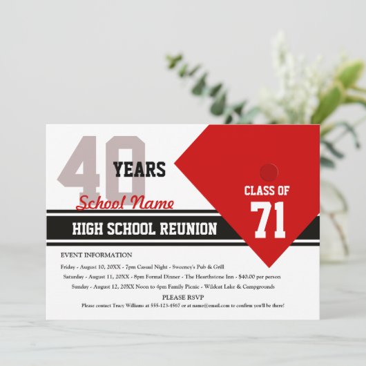 Individuell anpassbare Wiedersehen in der High Sch Einladung (Stehend Vorderseite)