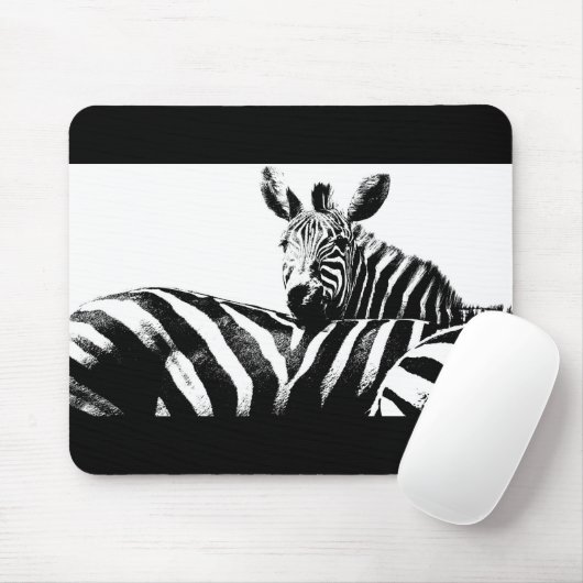 Individuell anpassbare Zebras-Vorlage für Schwarz- Mousepad (Mit Mouse)