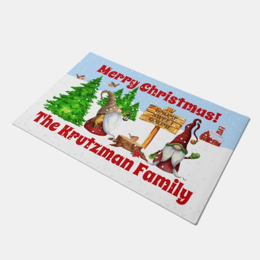 Individuell anpassbare Zuhause Sweet Zuhause Gnome Fußmatte (Schrägansicht)