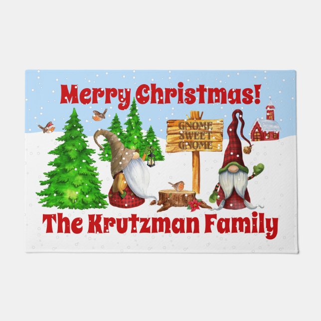 Individuell anpassbare Zuhause Sweet Zuhause Gnome Fußmatte (Vorderseite)