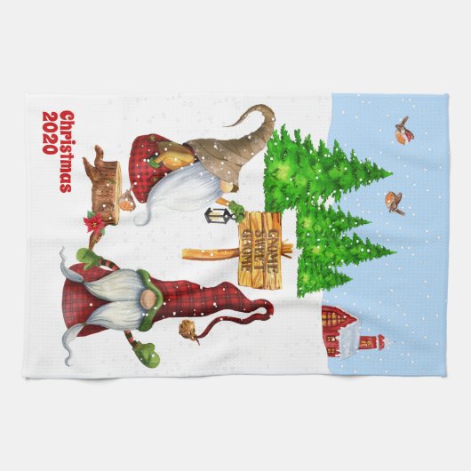 Individuell anpassbare Zuhause Sweet Zuhause Gnome Geschirrtuch (Horizontal)