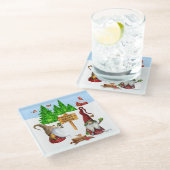 Individuell anpassbare Zuhause Sweet Zuhause Gnome Glasuntersetzer (Schrägansicht)