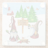 Individuell anpassbare Zuhause Sweet Zuhause Gnome Glasuntersetzer (Rückseite)