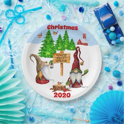 Individuell anpassbare Zuhause Sweet Zuhause Gnome Pappteller (Party)