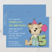 Individuell anpassbarer 5. Geburtstag Welpenhund Einladung (Vorne/Hinten)