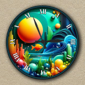 Individuell anpassbarer Abstrakter lebendiger Ozea Runde Wanduhr