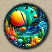 Individuell anpassbarer Abstrakter lebendiger Ozea Runde Wanduhr