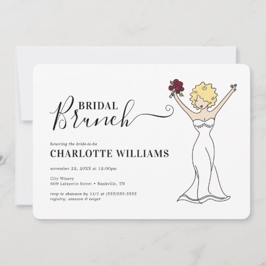 Individuell anpassbarer Avatar Bridal Brunch | Cur Einladung (Vorderseite)