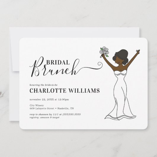 Individuell anpassbarer Avatar Bridal Brunch | Hai Einladung (Vorderseite)