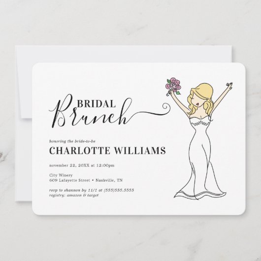Individuell anpassbarer Avatar Bridal Brunch | Lan Einladung (Vorderseite)