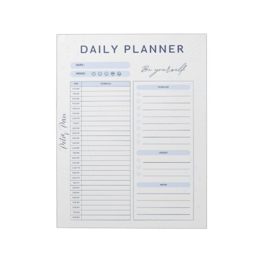individuell anpassbarer Blue Daily Planer - Top Pr Notizblock (Rotiert)