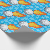Individuell anpassbarer Flaming Golf Ball Geschenkpapier (Ecke)