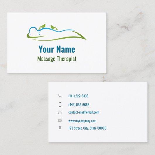 individuell anpassbarer Massagetherapeut Visitenkarte (Vorne/Hinten)