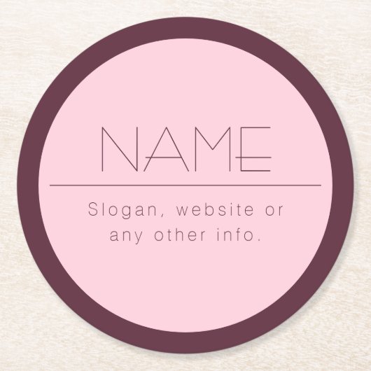 Individuell anpassbarer moderner Text mit Grenzen Runder Pappuntersetzer (Vorderseite)