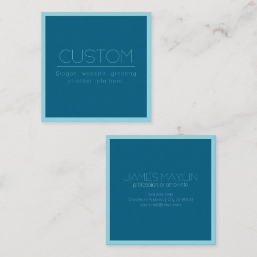 Individuell anpassbarer moderner Text | Ozean und Quadratische Visitenkarte (Vorne/Hinten)