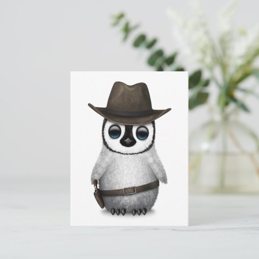 Individuell anpassbarer Niedlicher Baby Pinguin Co Postkarte (Stehend Vorderseite)