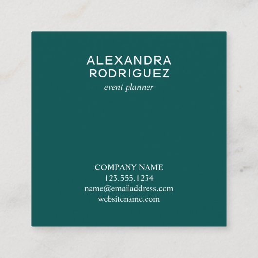 Individuell anpassbarer QR-Code Minimal Aquamarin Quadratische Visitenkarte (Rückseite)