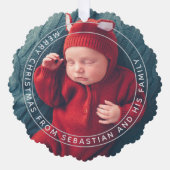 Individuell anpassbarer Text & Foto Elegant Frohe  Ornament Karte (Vorderseite)