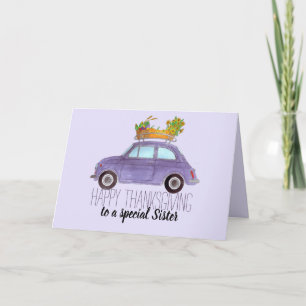 individuell anpassbarer Thanksgiving Purple Retro Karte