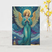 Individuell anpassbarer Vintager Engel-Urlaub Karte (Gelbe Blume)