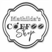 Individuell anpassbares Coffee Shop Logo für Gesch Aufkleber (Vorderseite)