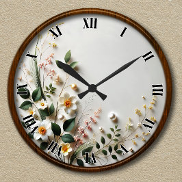 Individuell anpassbares elegantes Blumendesign Runde Wanduhr