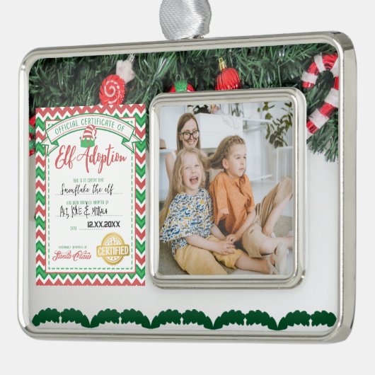 Individuell anpassbares Elf Adoption Certificate F Rahmen-Ornament Silber (Links)