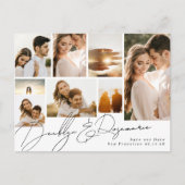 Individuell anpassbares Multi-Foto Save the Date s Ankündigungspostkarte (Vorderseite)