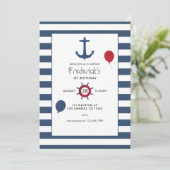 Individuell anpassbares Nautical Birthday Party Fo Einladung (Stehend Vorderseite)