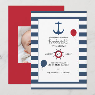 Individuell anpassbares Nautical Birthday Party Fo Einladung