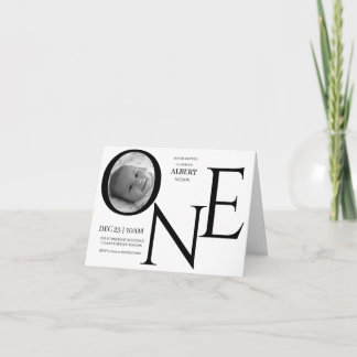 Individuell anpassbares ONE Erstes Geburtstagsfoto Einladung