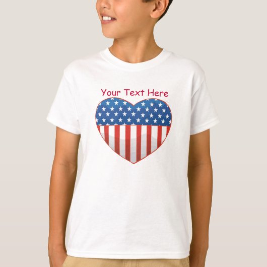 Individuell anpassbares Patriotisches Herzdesign T-Shirt (Vorderseite)