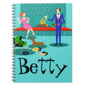 Individuell anpassbares Retro-Paar mit Dog-Noteboo Notizblock (Vorderseite)