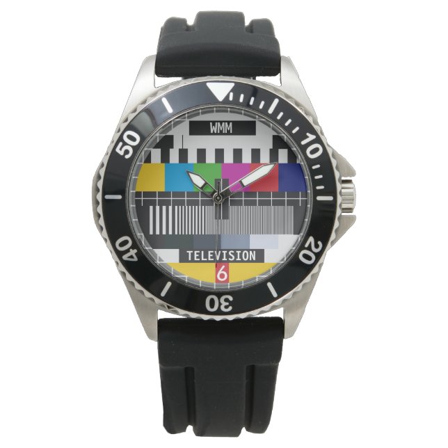 Individuell anpassbares Retro-TV-Testkartenmuster Armbanduhr (Vorderseite)