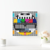 Individuell anpassbares Retro-TV-Testkartenmuster Quadratische Wanduhr (Zuhause)